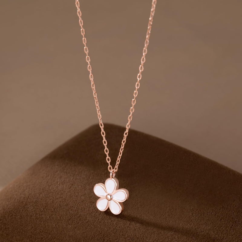 Reffeer Solid 925 Sterling Silver Daisy Flower Necklace Chain for Women Teen Girls Flower Pendant Necklace Choker - Image 4